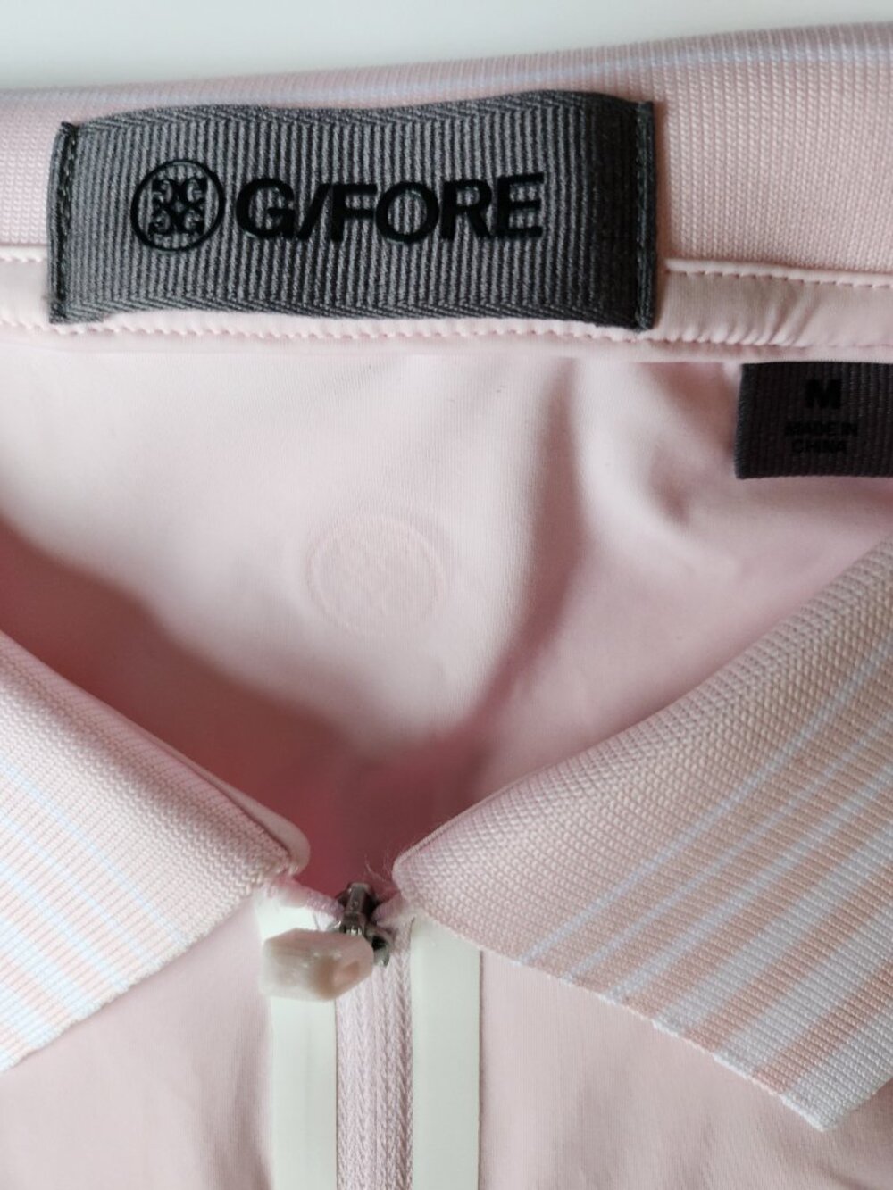 G/FORE Kapalua Butterfly Silky Tech Nylon Zip Golf Polo Pink Equestrian Style M - Picture 8 of 15